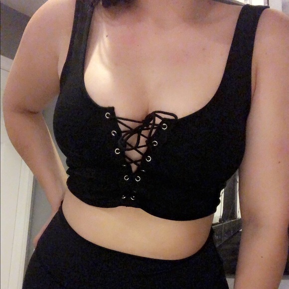 Topshop Tops - Black topshop crop top